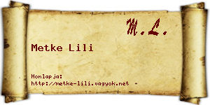 Metke Lili névjegykártya
